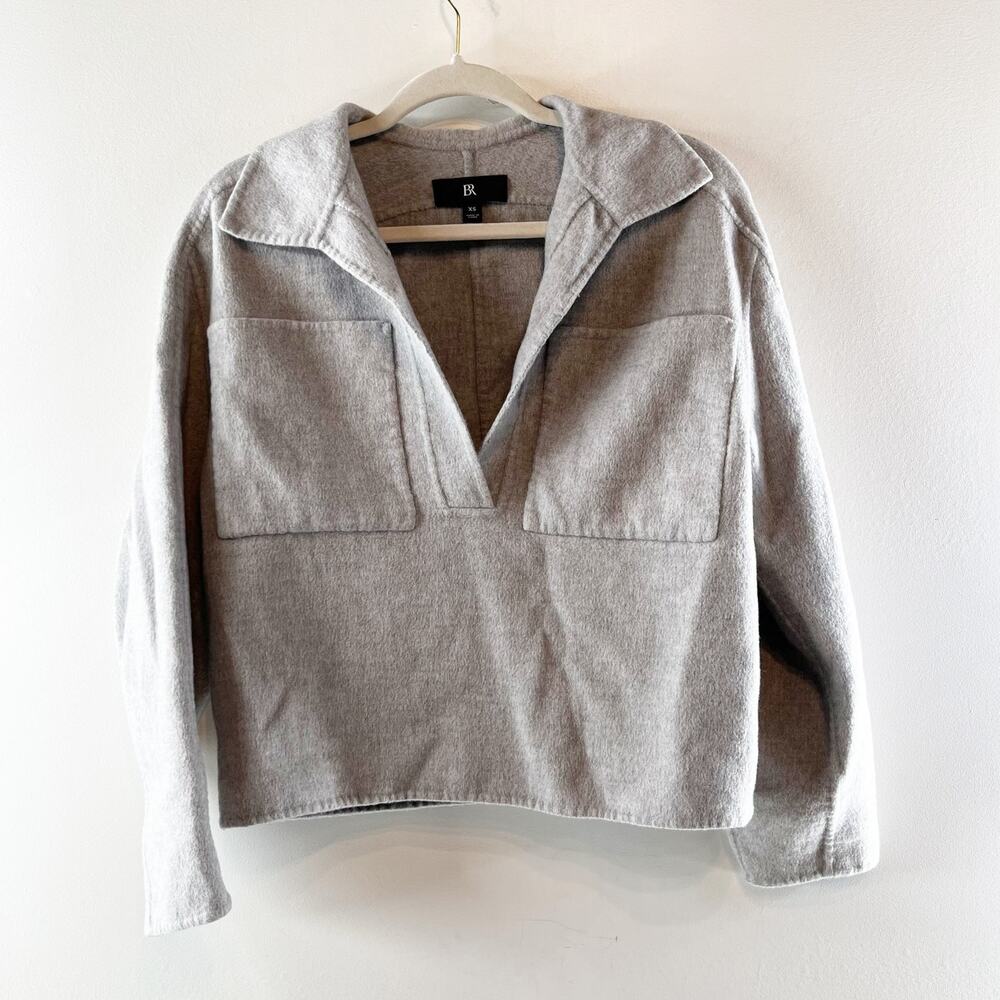 Banana Republic Long Sleeve Collared Popover Sweater Heather Gray XS
